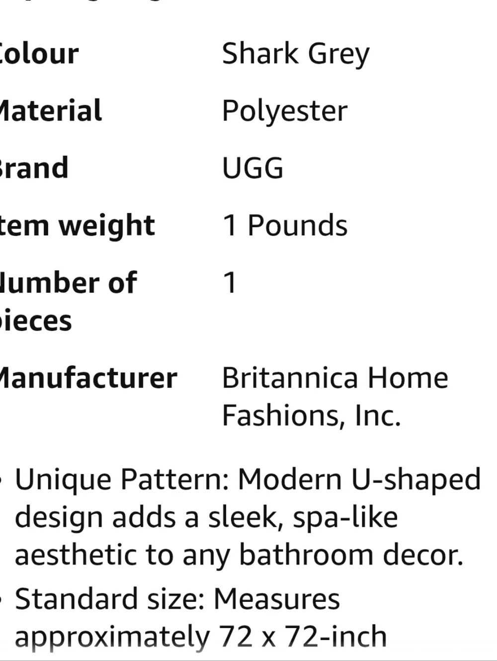 UGG Arch Shower Curtain- Shark Gray